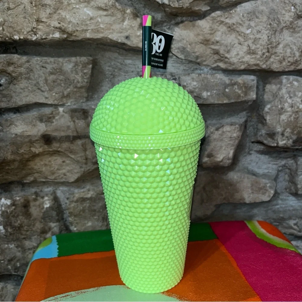 NWT STARBUCKS 30th Anniversary Frappuccino Studded Lime Green Cold Cup 16oz